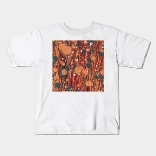 Vintage River's Dream  Brown Yellow Orange Abstract Marble Art Kids T-Shirt